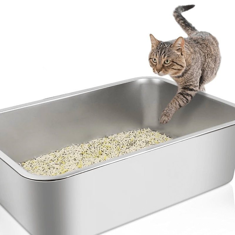 Customized Stainless Steel Non-stick High Side Cat Litter Box for Pet Care Supplies1