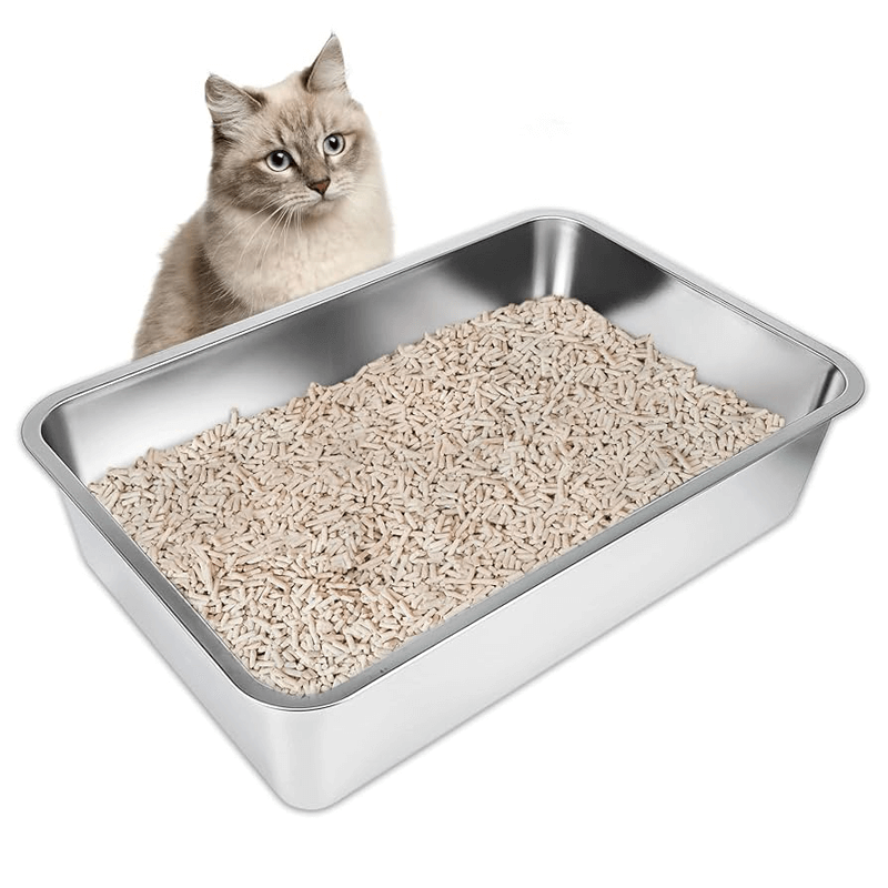 Customized Stainless Steel Non-stick High Side Cat Litter Box for Pet Care Supplies3