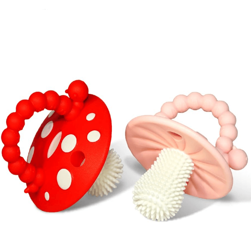 OEM BPA Free Mushroom Silicone Chompy Teether for Infants Care Solution Factory4