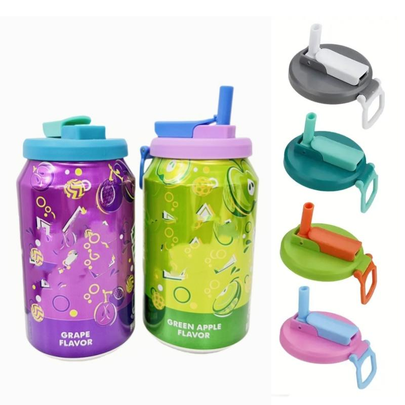 OEM Reusable Color Soda Can Cover Lids with Silicone Straws for Beverage Industry Suppliers1