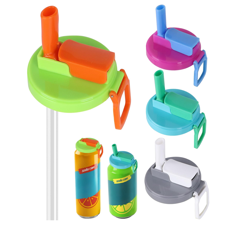 OEM Reusable Color Soda Can Cover Lids with Silicone Straws for Beverage Industry Suppliers3