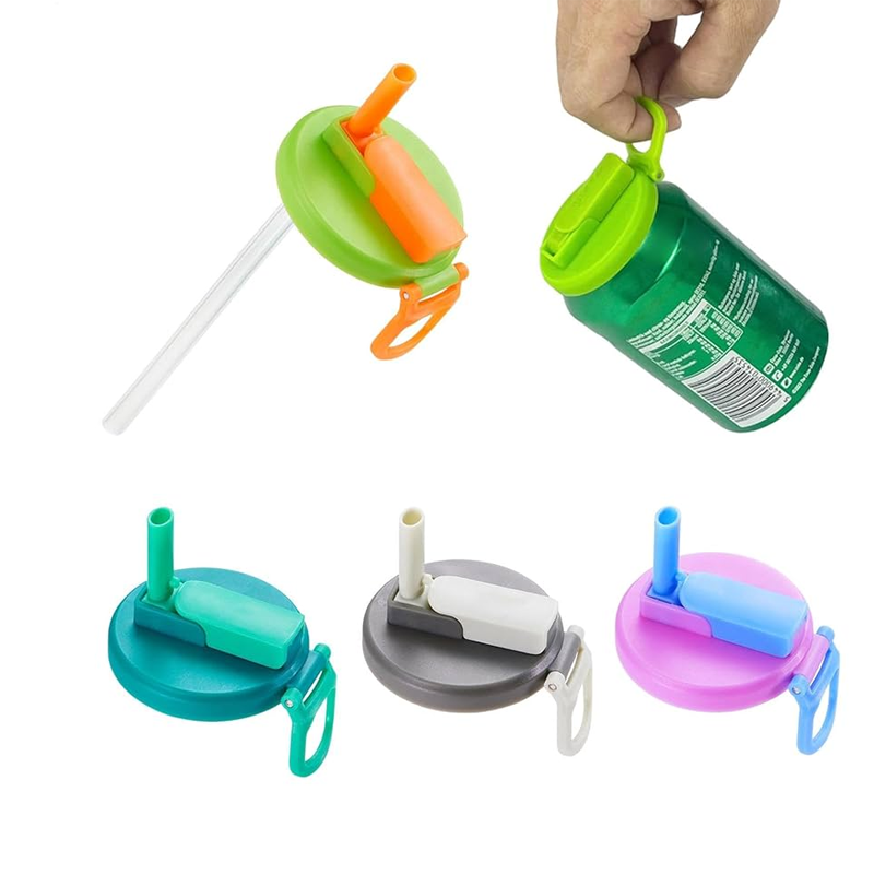 OEM Reusable Color Soda Can Cover Lids with Silicone Straws for Beverage Industry Suppliers4